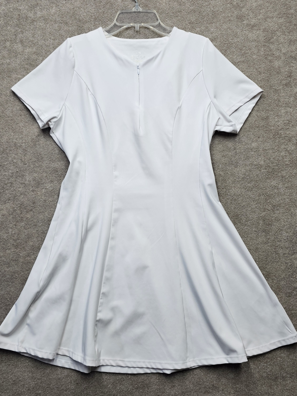 Cotton On Body White Front Zip Dress L Minimalist Fit Flare